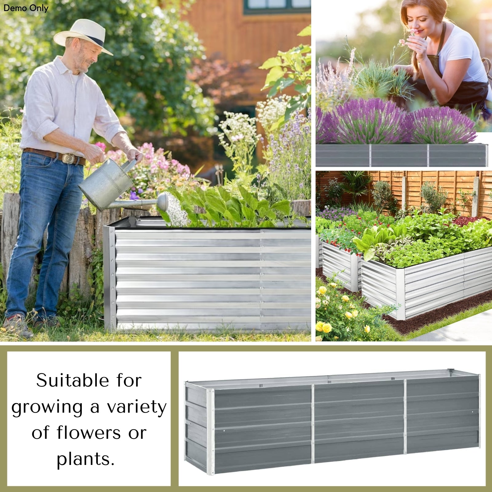 Garden Raised Bed Galvanised Steel 240x40x45 cm Grey