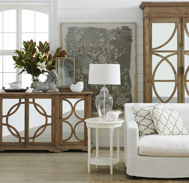 Polo Occasional Round Table White Hand-Painted Hamptons Style Rattan Shelf