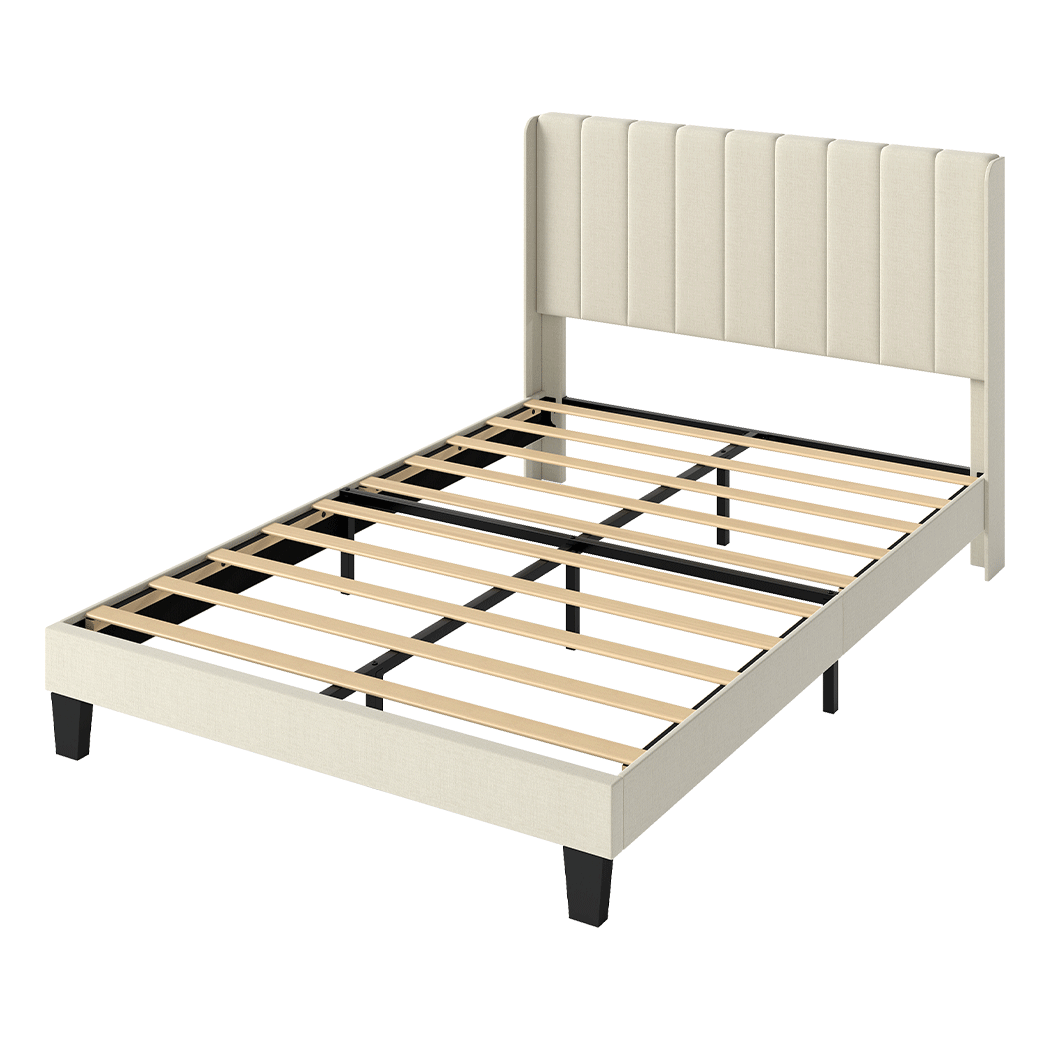 Levede Metal Wooden Bed Frame Queen Panel Plush Upholstered Mattress Platform-2065254298677284872