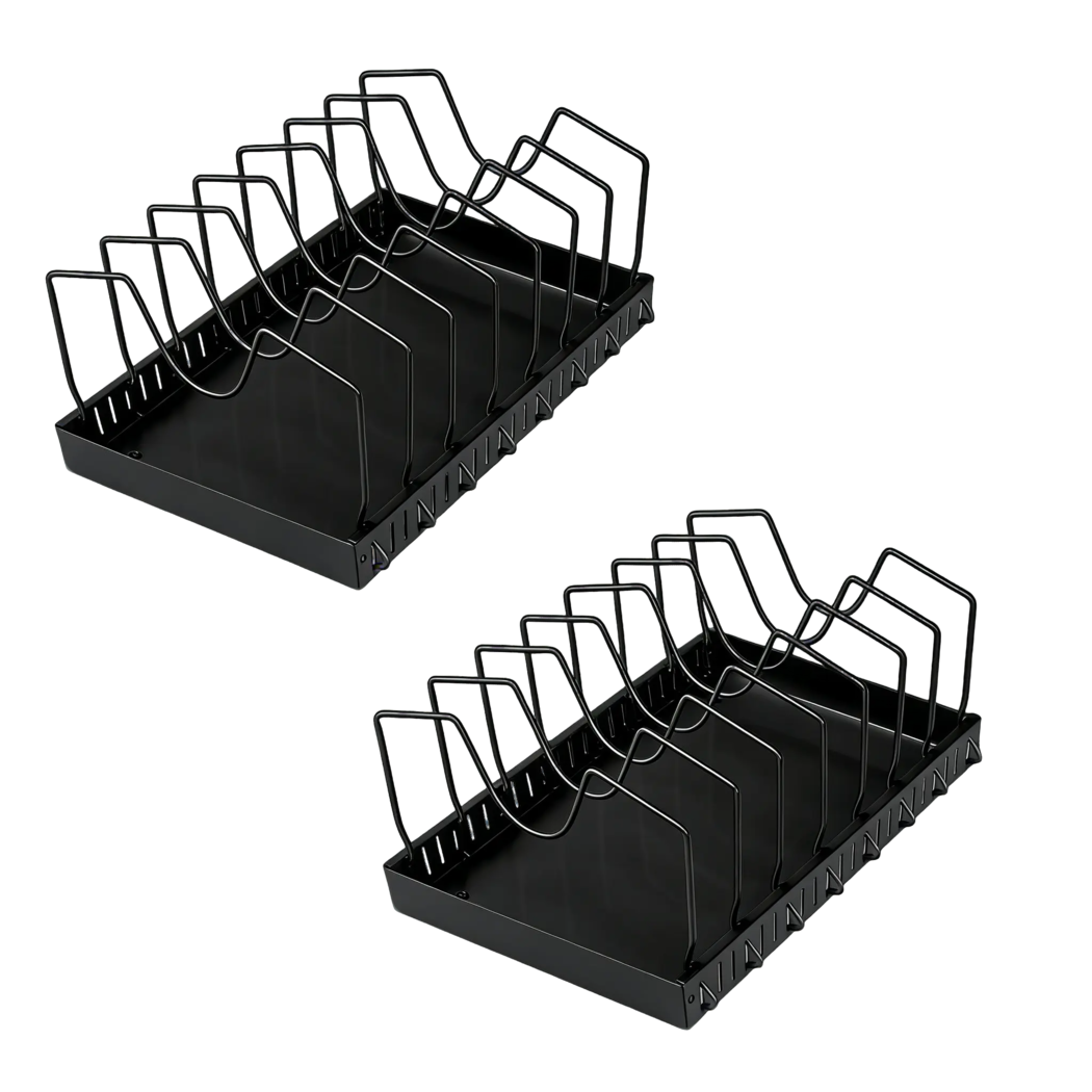 Toque Pots and Pans Organiser Saucepan Holder Storage Pull Out Rack Holder Black-2065254301101592584