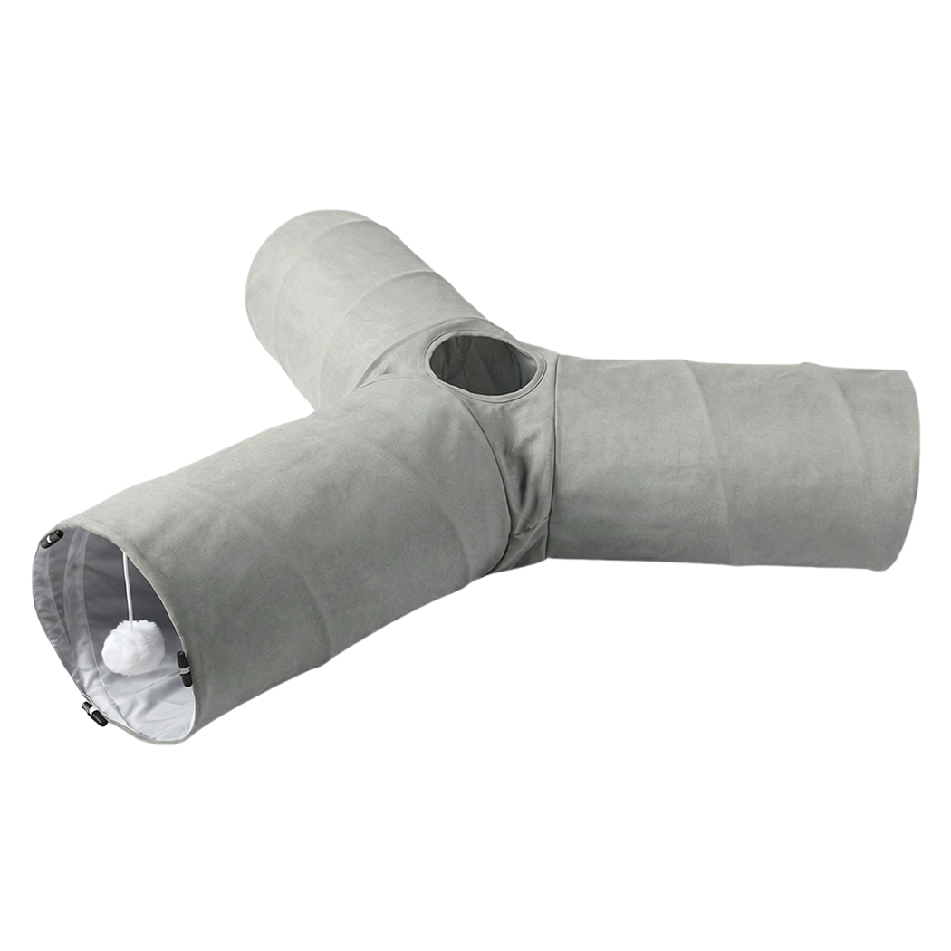 Pawz 3 Way Cat Tunnel Toy Interactive Foldable Tube Indoor Pet 2 Haning Balls-2065254293275021320