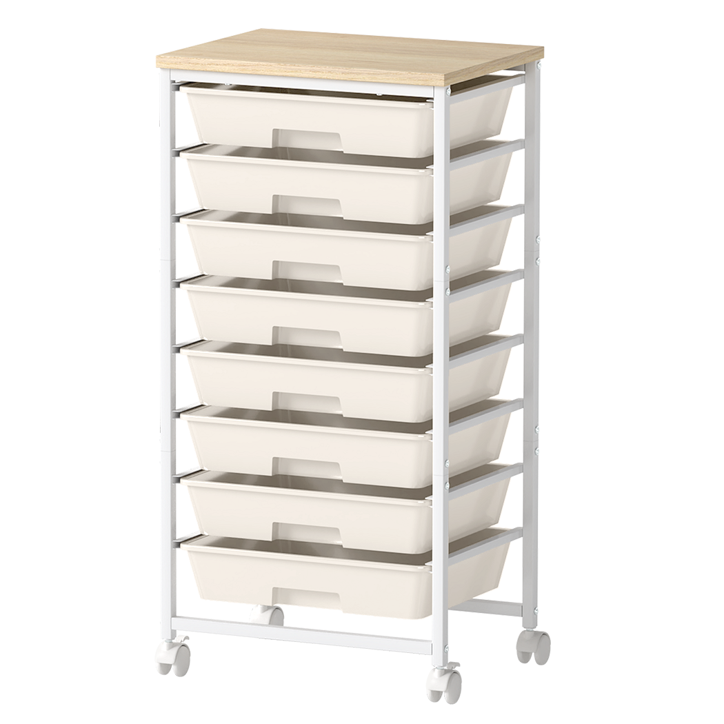 Levede 8 Drawers Storage Trolley Utility Cart Plastic Mobile Organiser Unit-2050056762198986759
