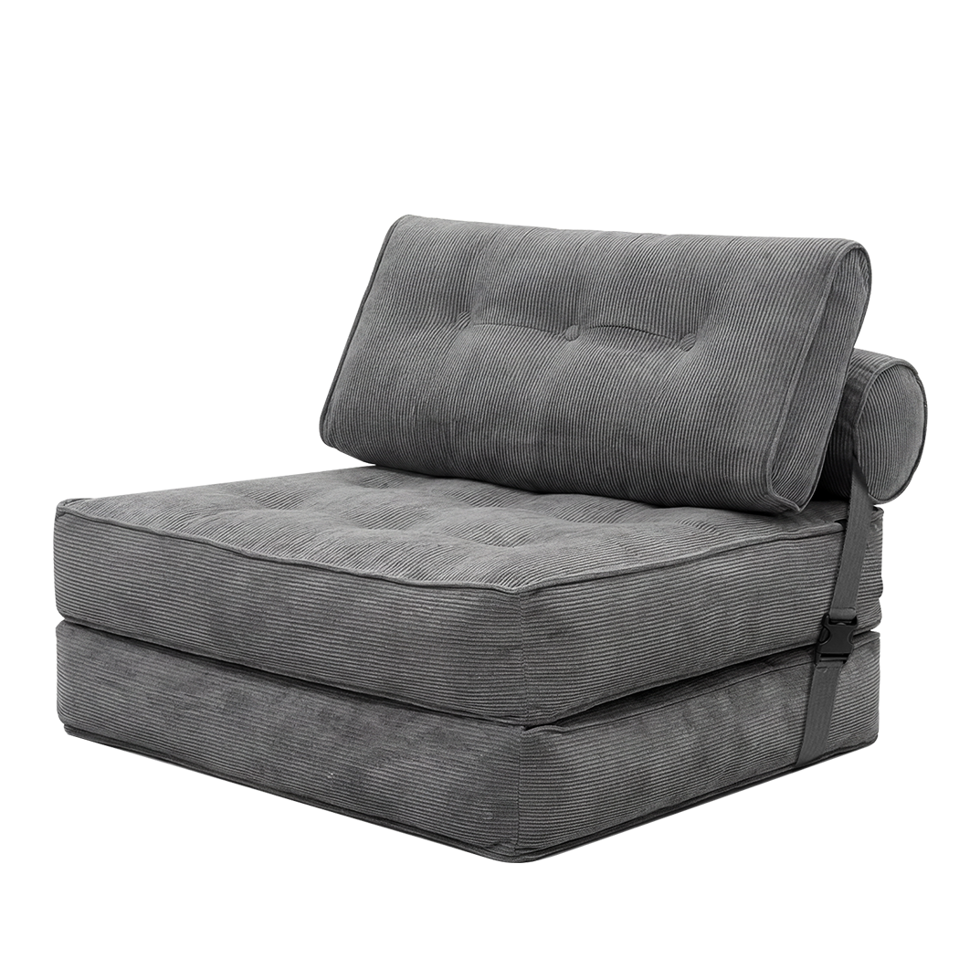 Levede Convertible Sofa Bed Foldable Single Sleeper Bed Compact Living Room Grey-2065254306596130824