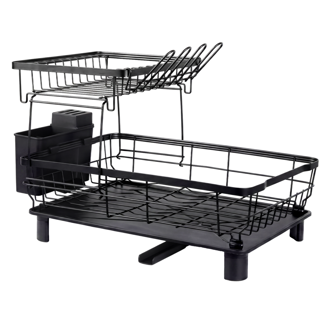 Toque 2 Tier Drying Rack Kitchen Organizer Storage Plate Drainer Cutlery Holder-2061251870420242440