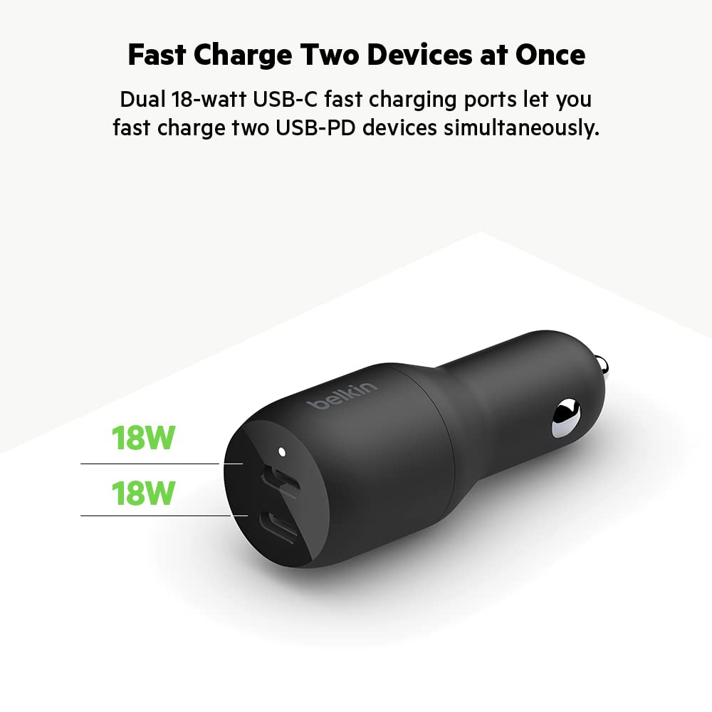 Belkin Dual USB-C Car Charger 36W
