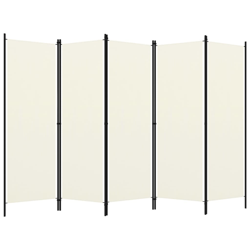 5-Panel Room Divider White 250x180 cm