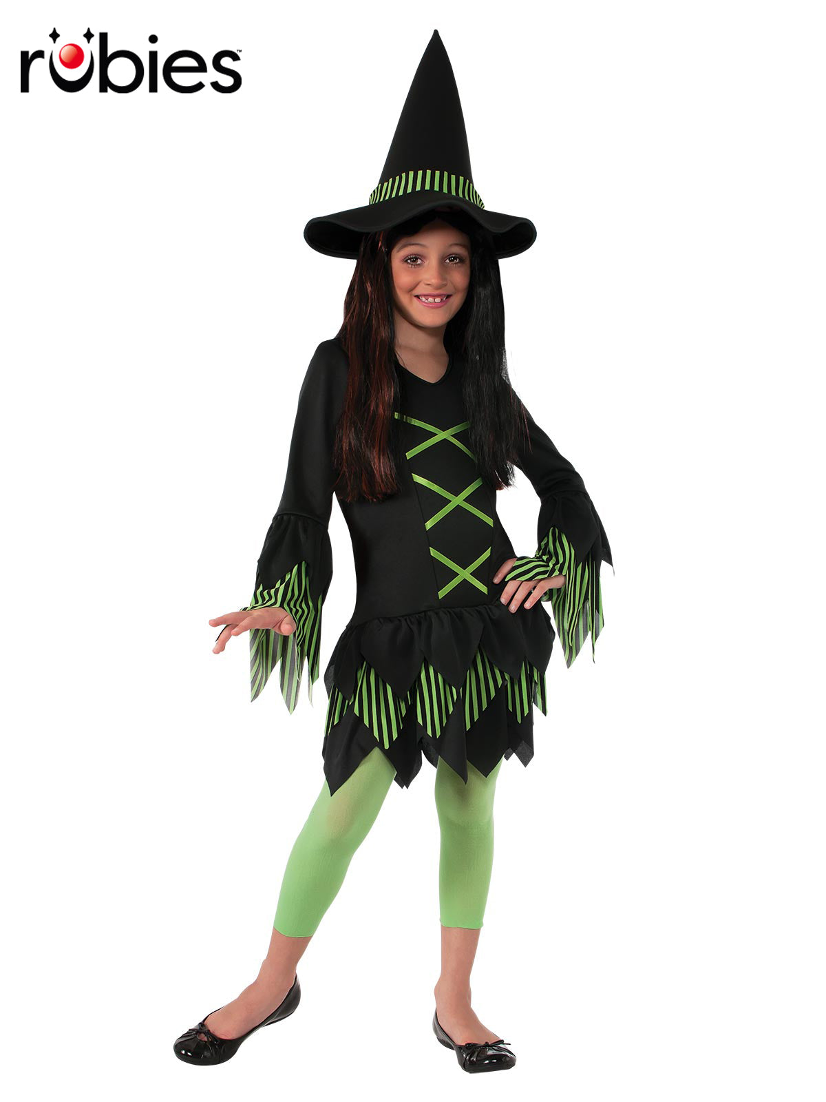 Rubie’s Wicked Witch Costume for Kids – Dress with Hat, Black & Green Colour