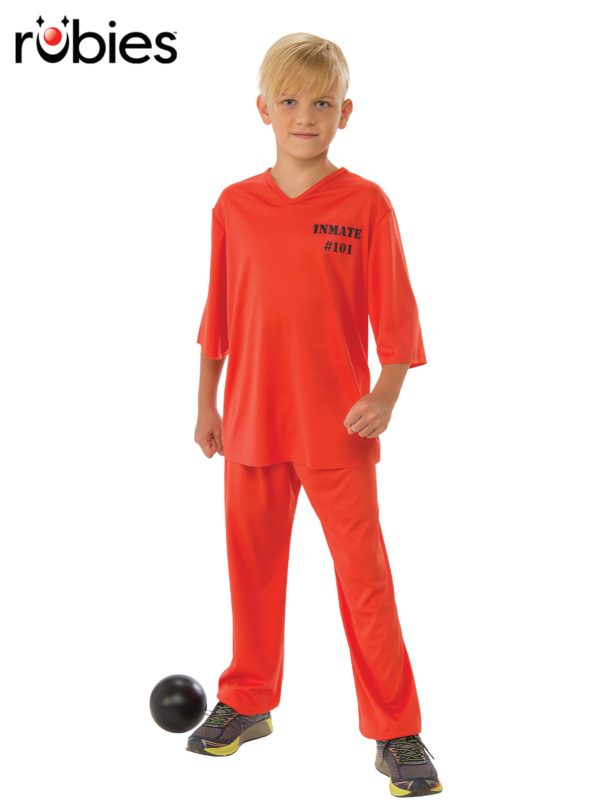 Inmate 101 Costume for Kids with Orange Top and Elastic Waist Pants