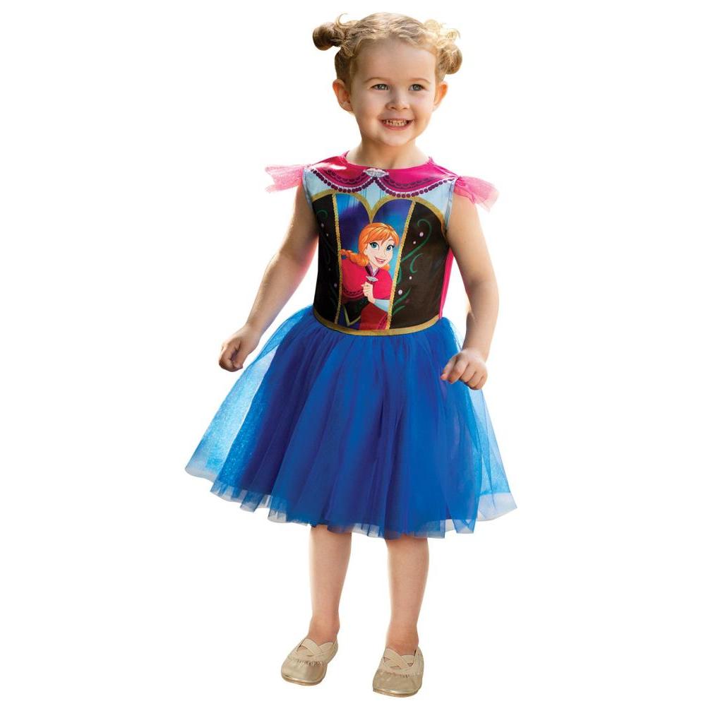 Anna Classic Costume Child Disney Frozen Dress Satin Tulle Overlay Blue Colour