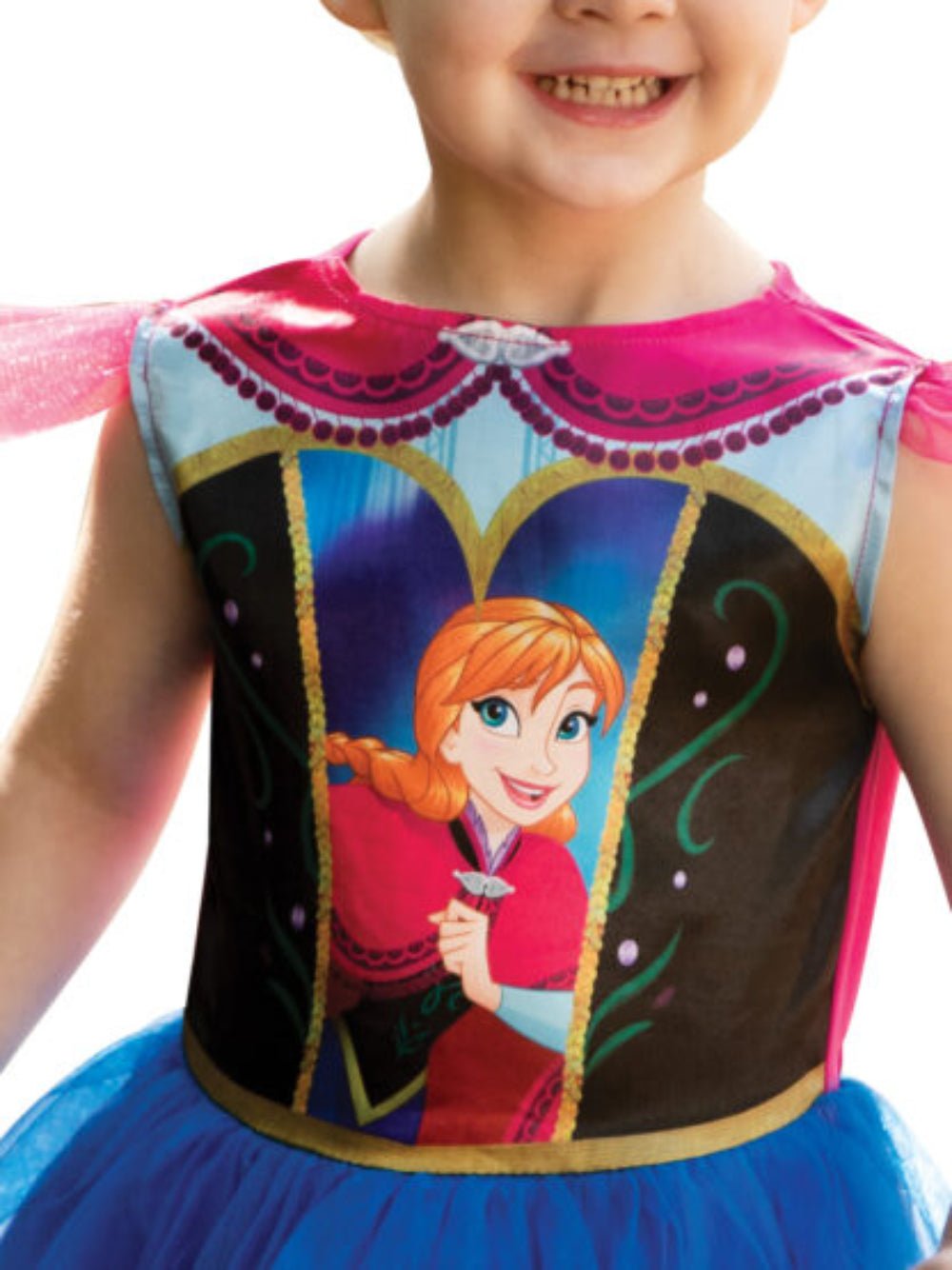 Anna Classic Costume Child Disney Frozen Dress Satin Tulle Overlay Blue Colour