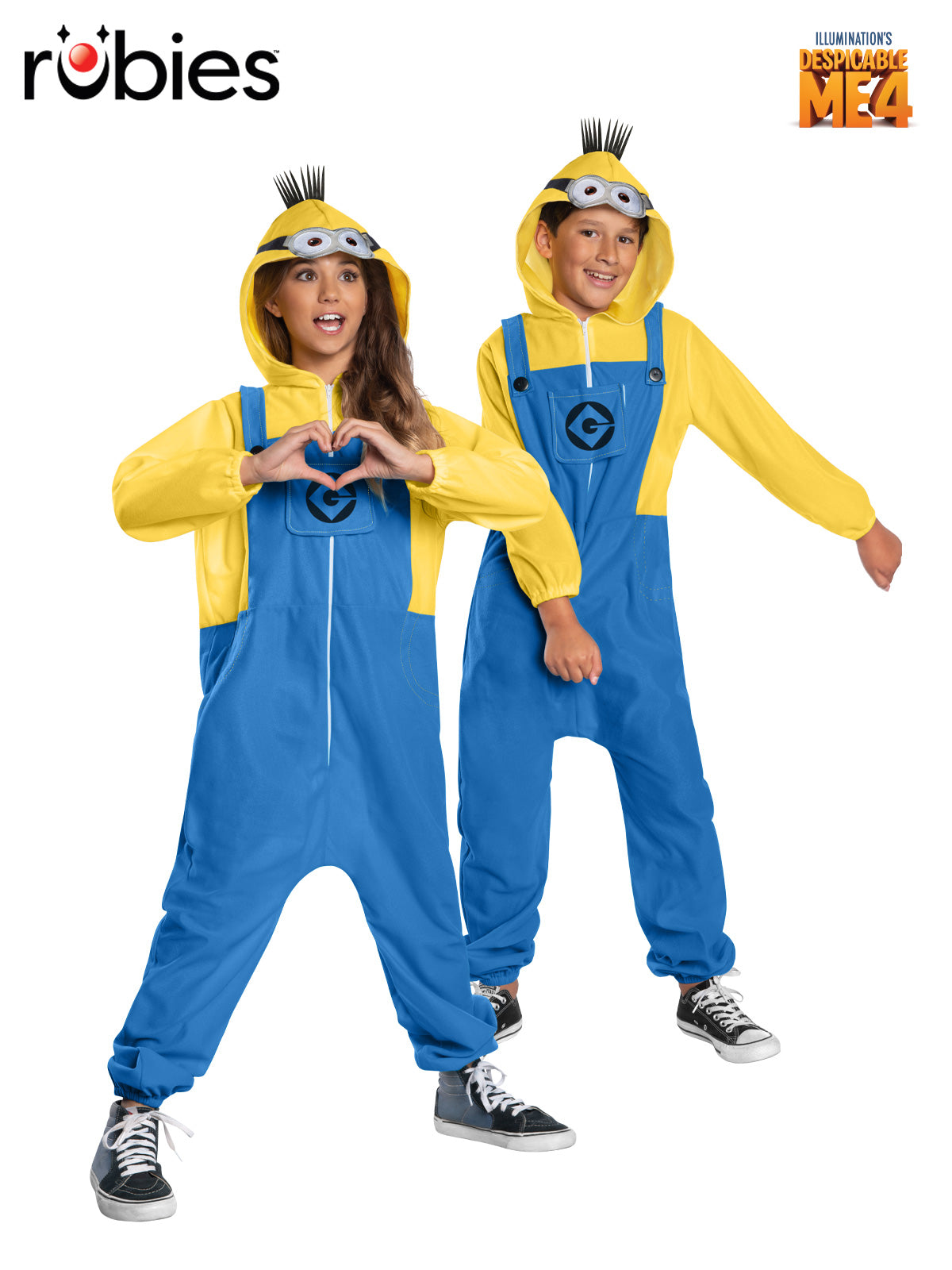 Minion Despicable Me Minions Adult Hooded Fleece Onesie Costume with Goggles and Hair