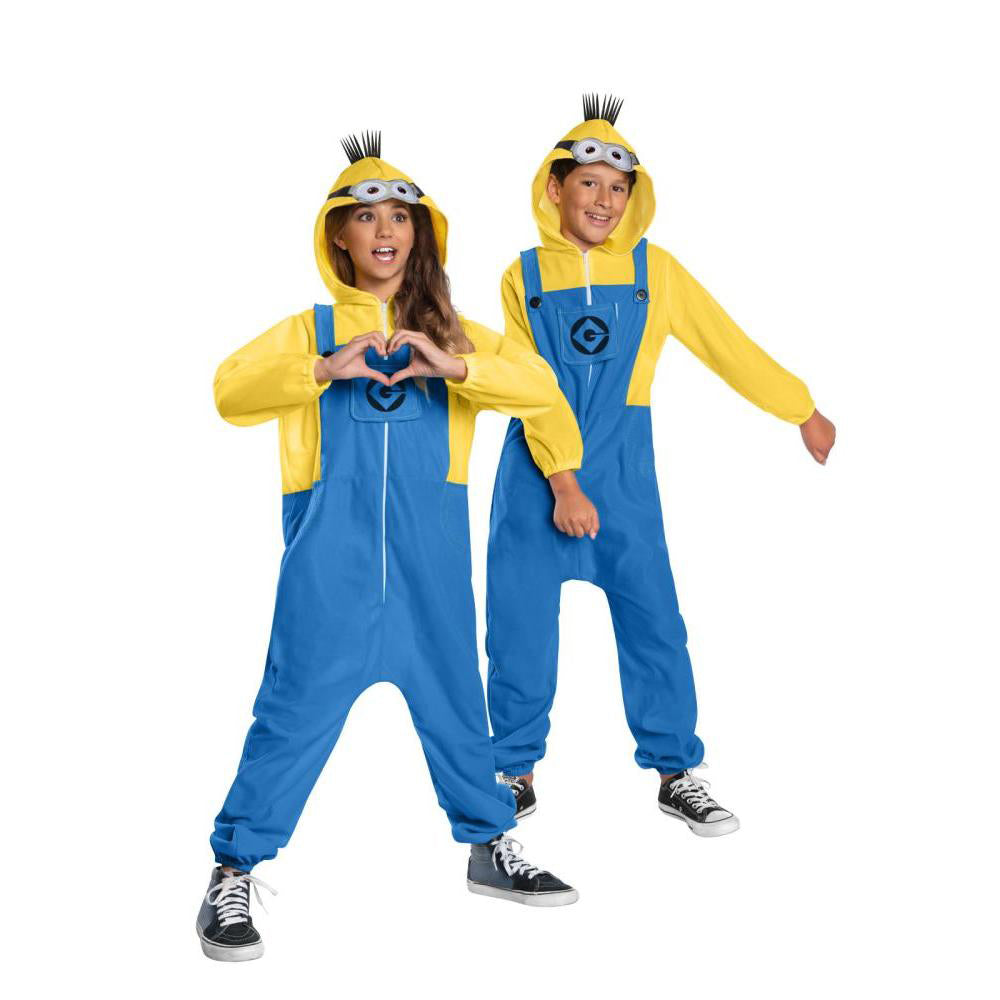 Minion Despicable Me Minions Adult Hooded Fleece Onesie Costume with Goggles and Hair