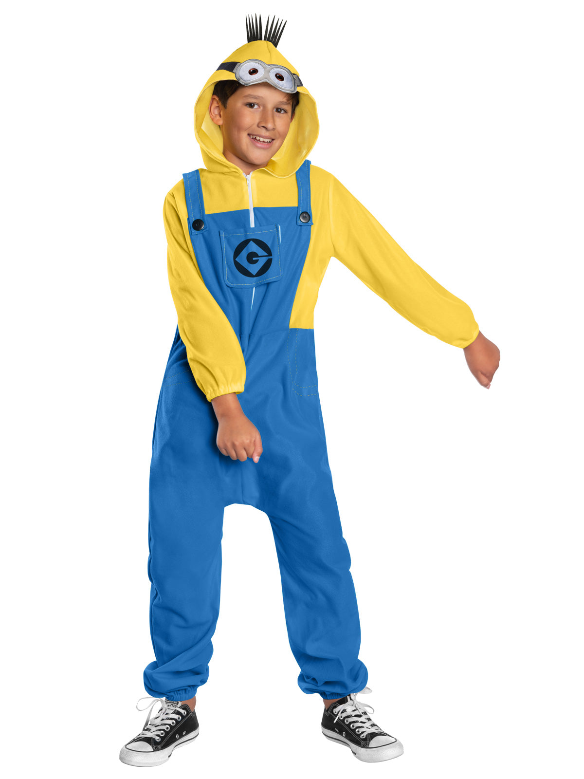 Minion Despicable Me Minions Adult Hooded Fleece Onesie Costume with Goggles and Hair