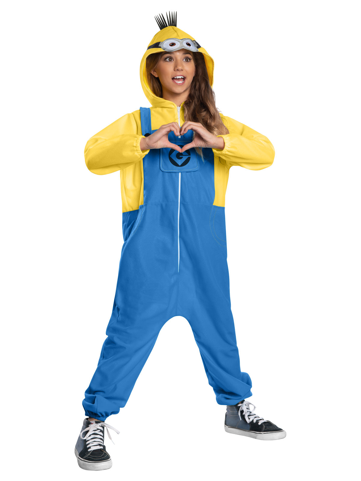 Minion Despicable Me Minions Adult Hooded Fleece Onesie Costume with Goggles and Hair