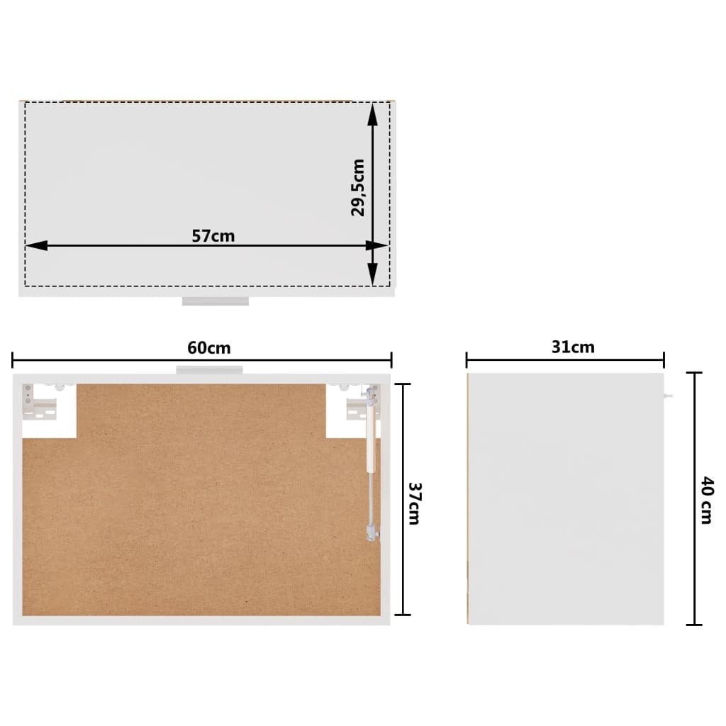 Hanging Cabinet Lyon White 60x31x40 cm Engineered Wood
