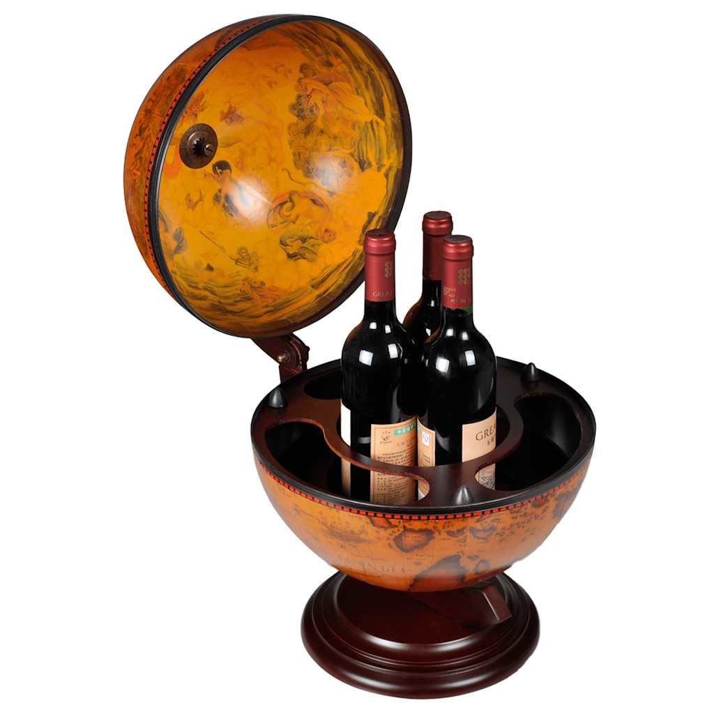 Tabletop Globe Bar Wine Stand Eucalyptus Wood