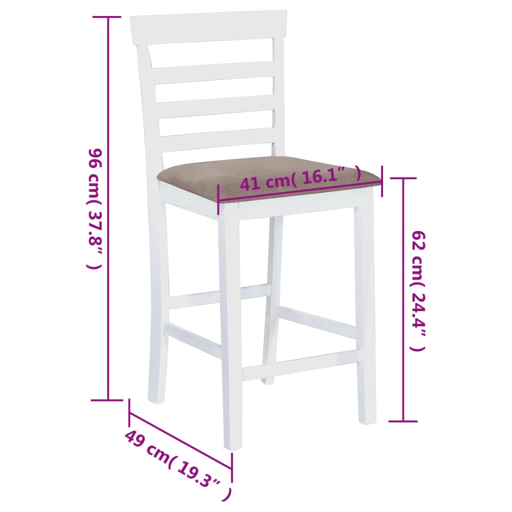 Bar Chairs 2 pcs White Fabric
