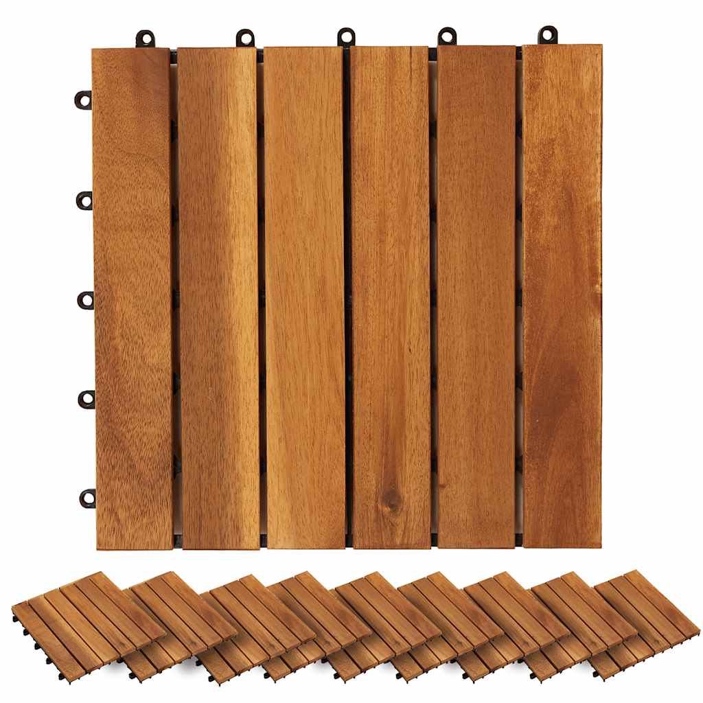 Decking Tiles Vertical Pattern 30 x 30 cm Acacia Set of 30