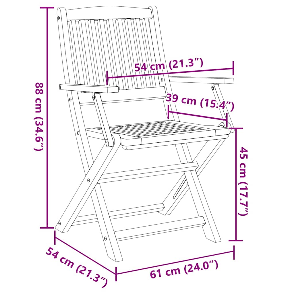 Folding Outdoor Chairs 4 pcs Solid Acacia Wood