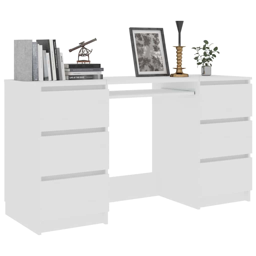 Writing Desk White 140x50x77 cm Engineered Wood