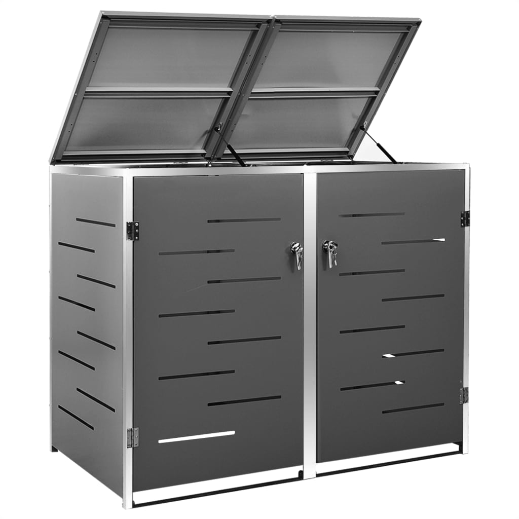 Double Wheelie Bin Shed 138x77.5x112.5 cm Stainless Steel