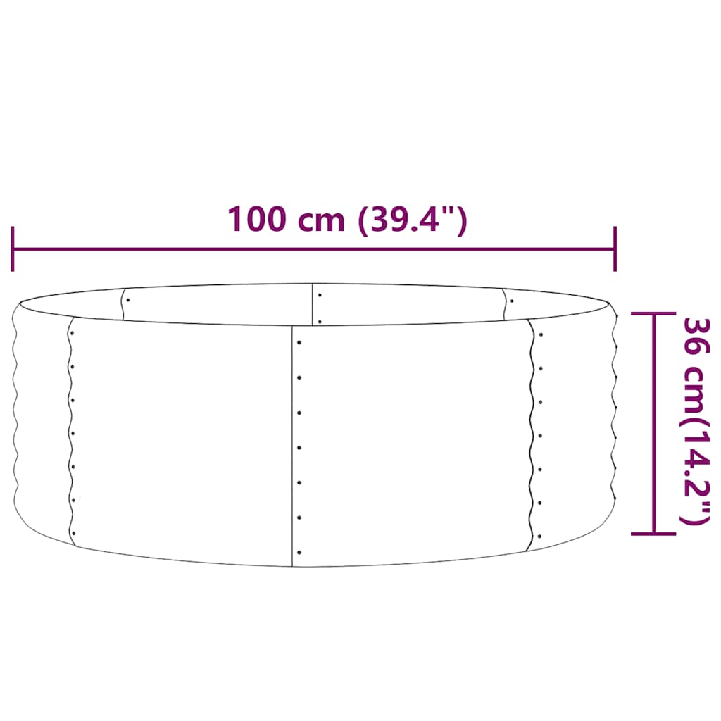Garden Raised Bed Galvanised Steel 100x100x36 cm Grey
