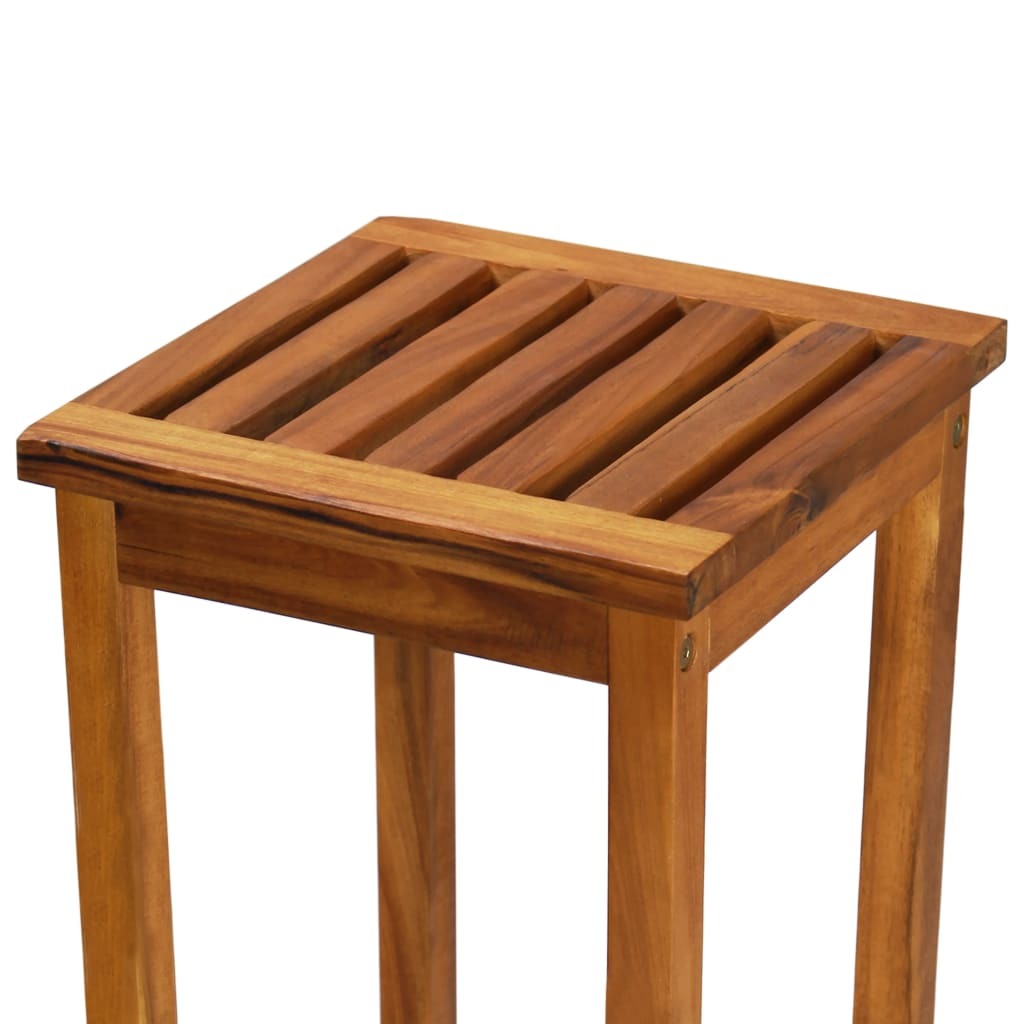 Wooden Outdoor Bar Chair 2 Pcs Solid Acacia Wood Weather Resistant Garden Stools