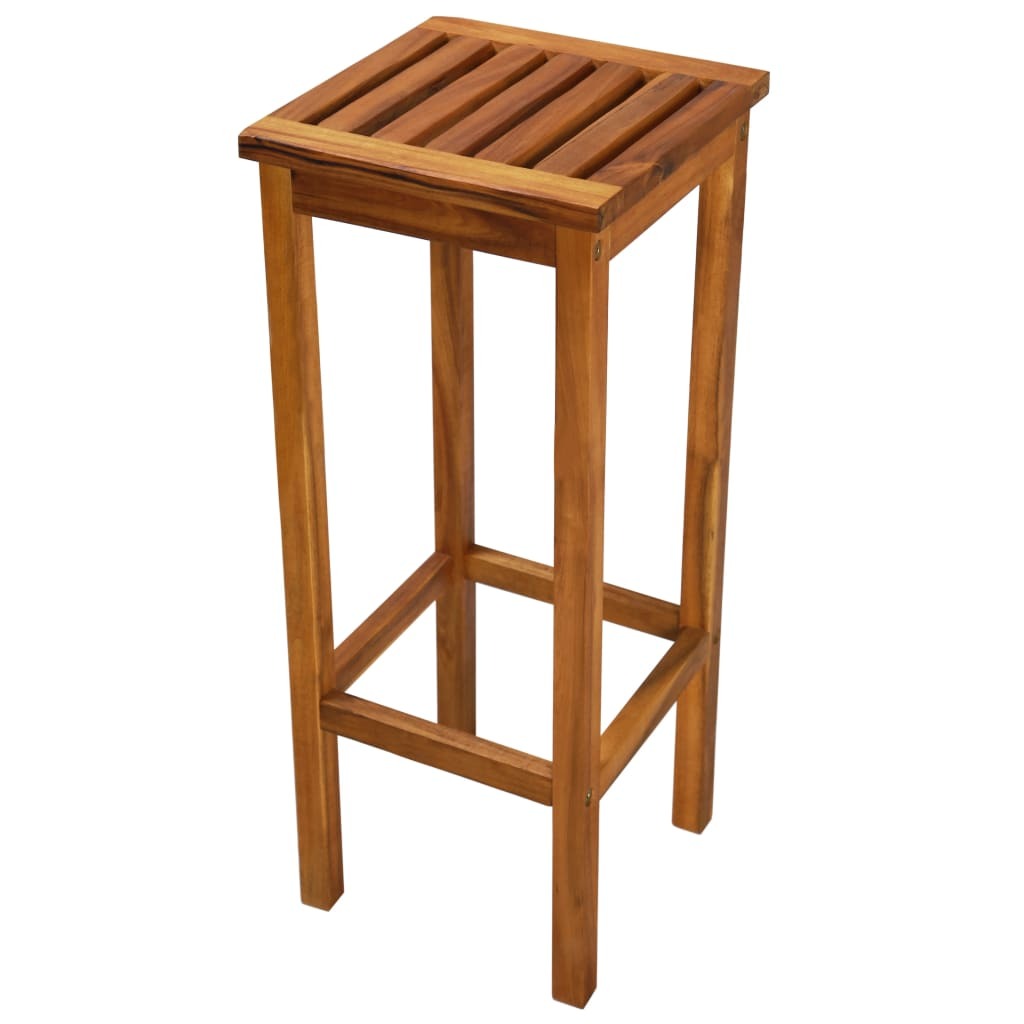 Wooden Outdoor Bar Chair 2 Pcs Solid Acacia Wood Weather Resistant Garden Stools