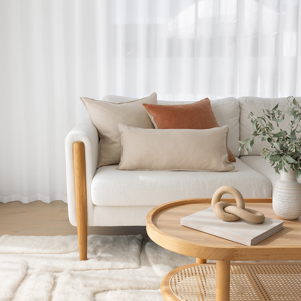 Bambury Linen Rectangle Cushion - Pebble