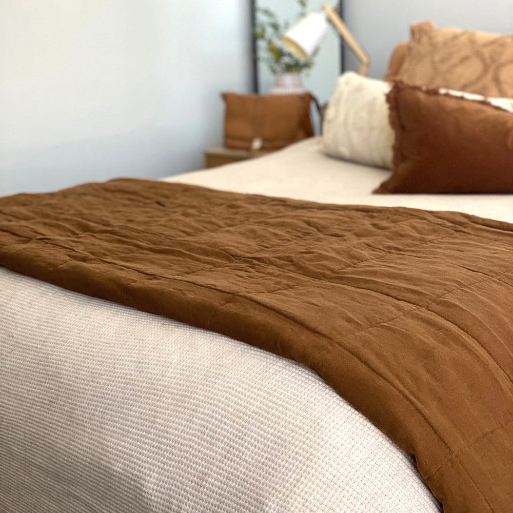 Bambury French Flax Linen Quilted Coverlet