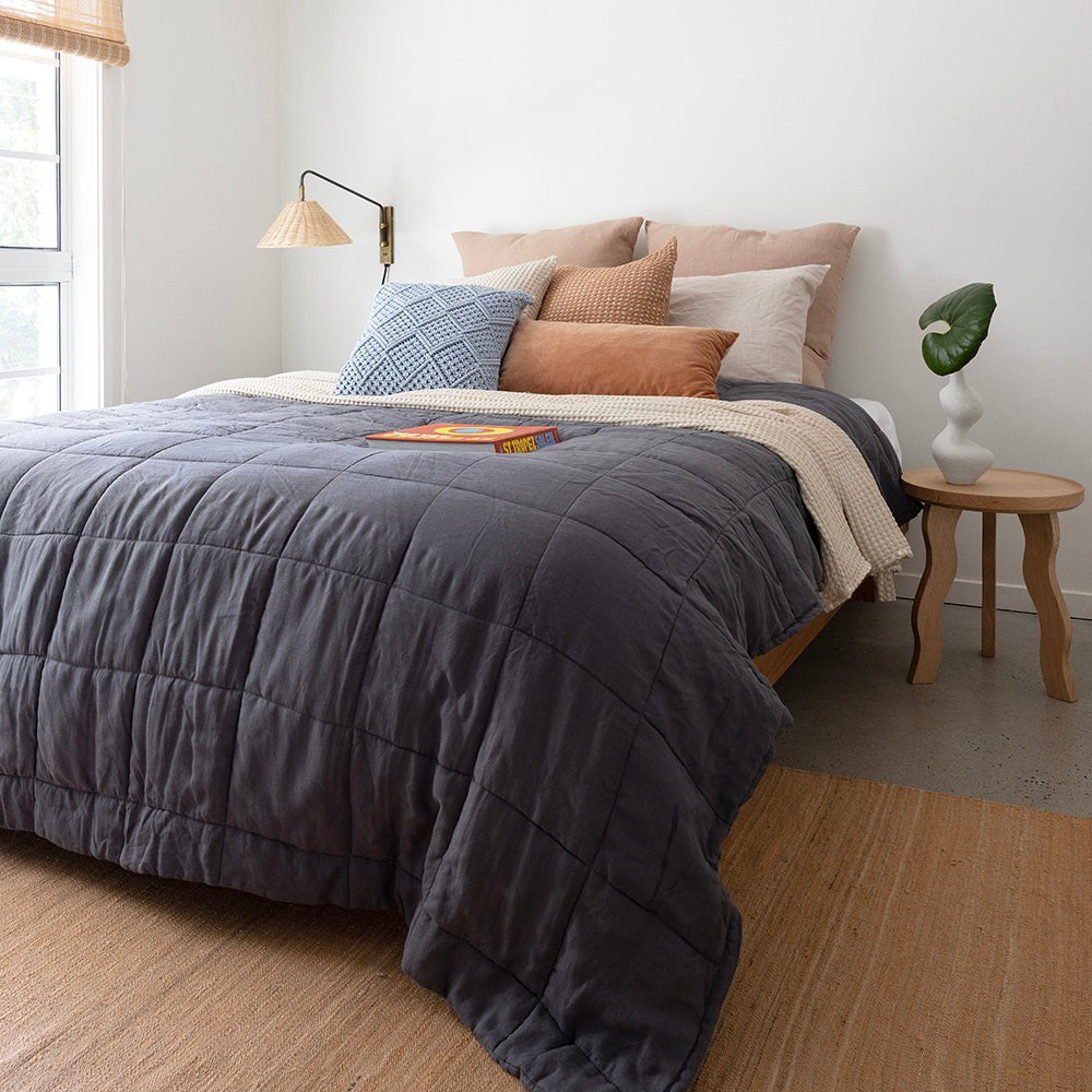 Bambury French Flax Linen Quilted Coverlet