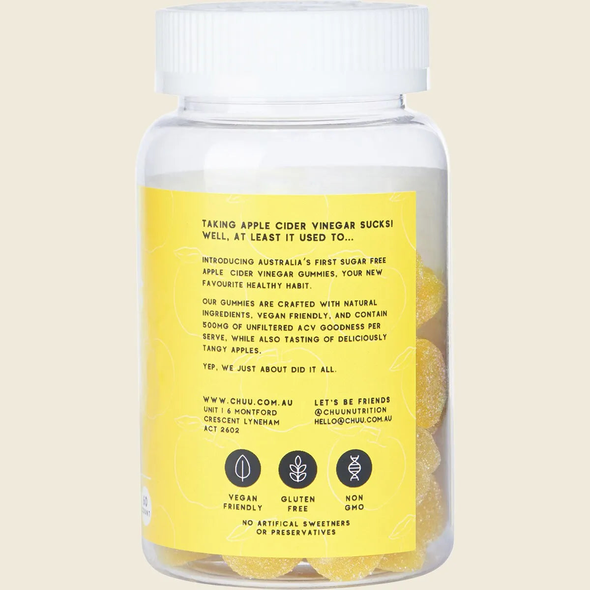 chuu Nutrition Apple Cider Vinegar Gummies Sugar Free 60pcs