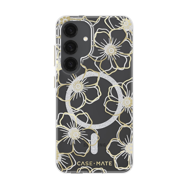 Case-Mate Floral Gems Case with Magnet for Samsung Galaxy S25 Series – Gold