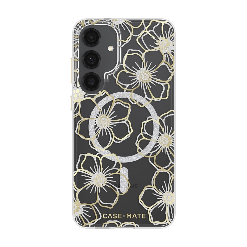 Case-Mate Floral Gems Case with Magnet for Samsung Galaxy S25 Series – Gold