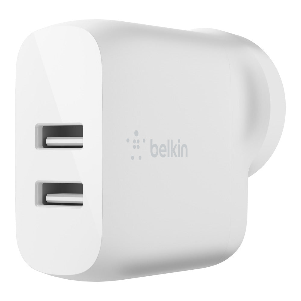 Belkin 24W Dual Wall Charger and USB-A to USB-C CableUniversally compatible - White