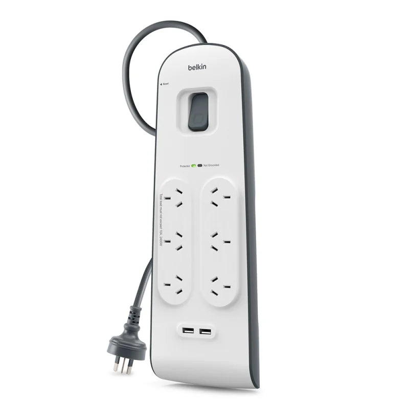 Belkin 2.4 Amp 4-Outlet with 2 USB Ports Surge Board Universally compatible - White