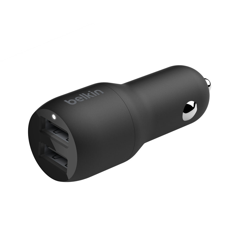 Belkin BOOSTCHARGE Dual USB-A Car Charger 24W + USB-A to USB-C CableUniversally compatible - Black