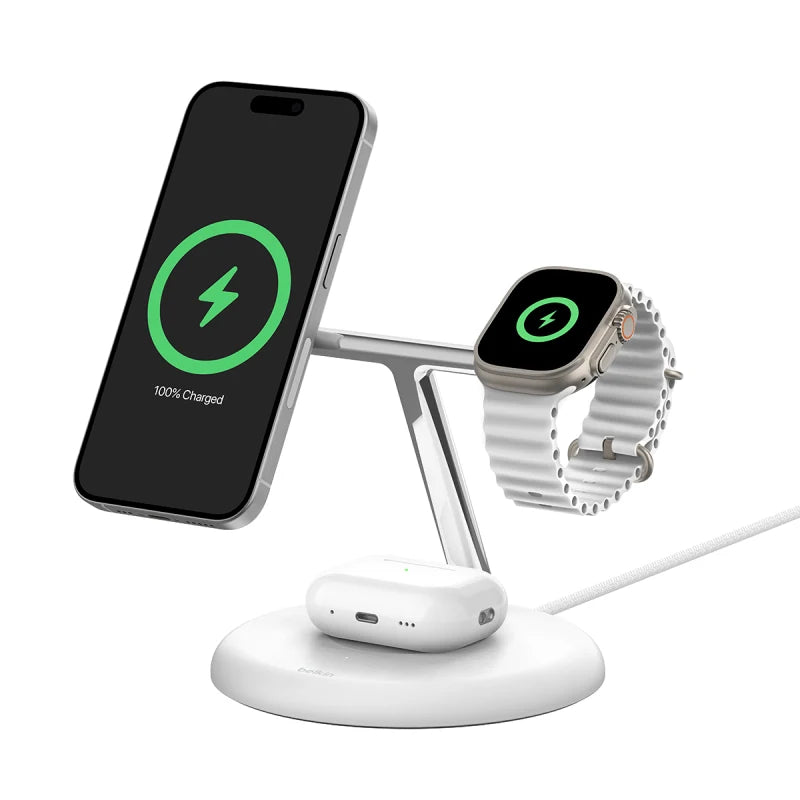 Belkin BoostCharge Pro 3-in-1 Magnetic Wireless Charging Stand with Qi2 15W