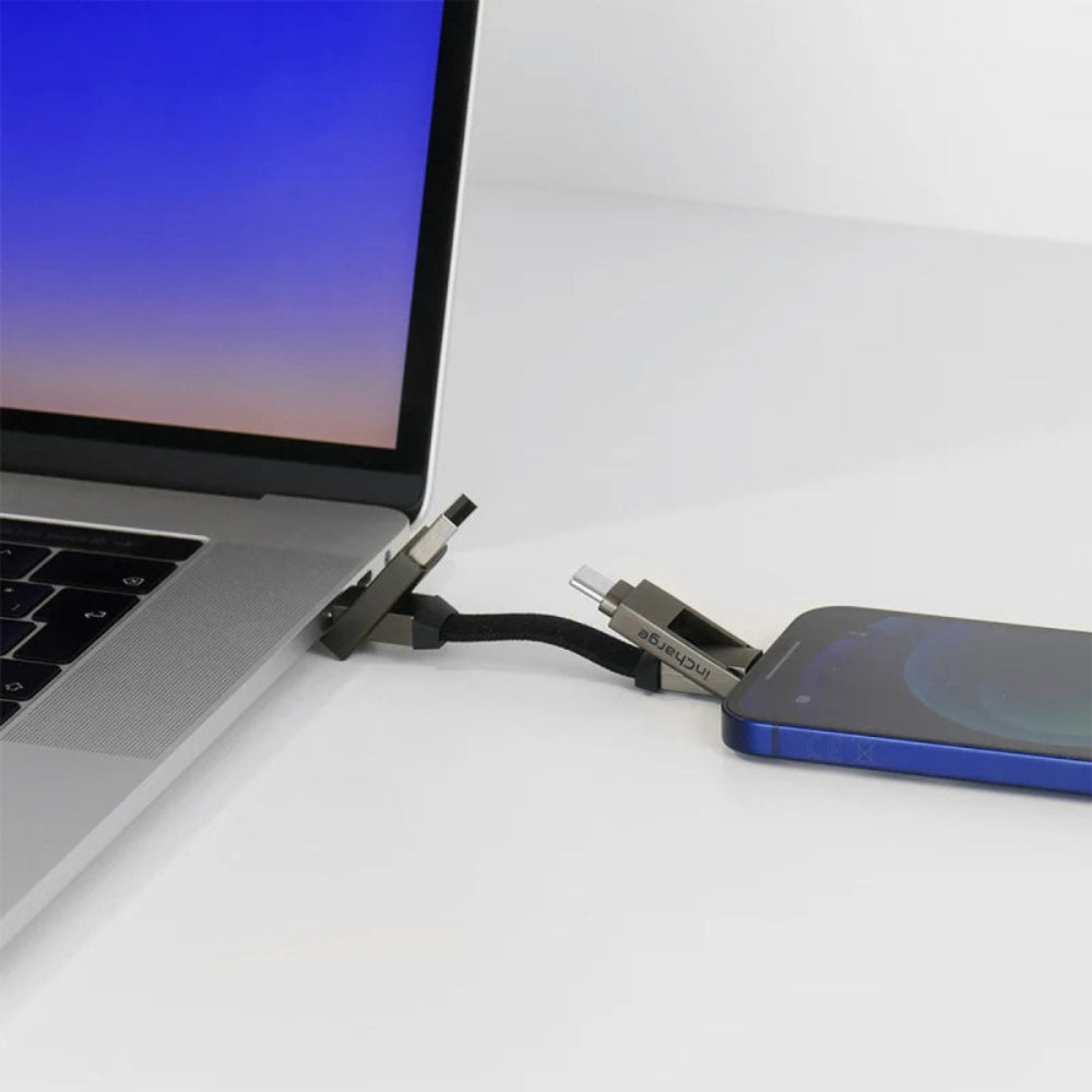 Rolling Square inCharge 6 -18W 6 in 1 Keyring Cable - Mercury Grey -Black / Grey