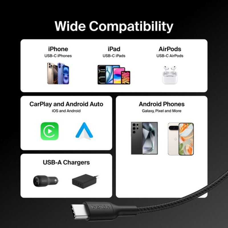 Belkin Boost Charge Pro USB-A to C -2m Braided Cable