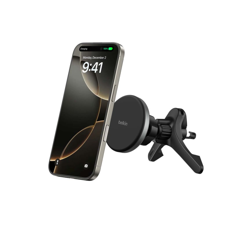 Belkin QI2 Wireless Car Charging Vent Mount Includes plug & USB-C Cable - Black