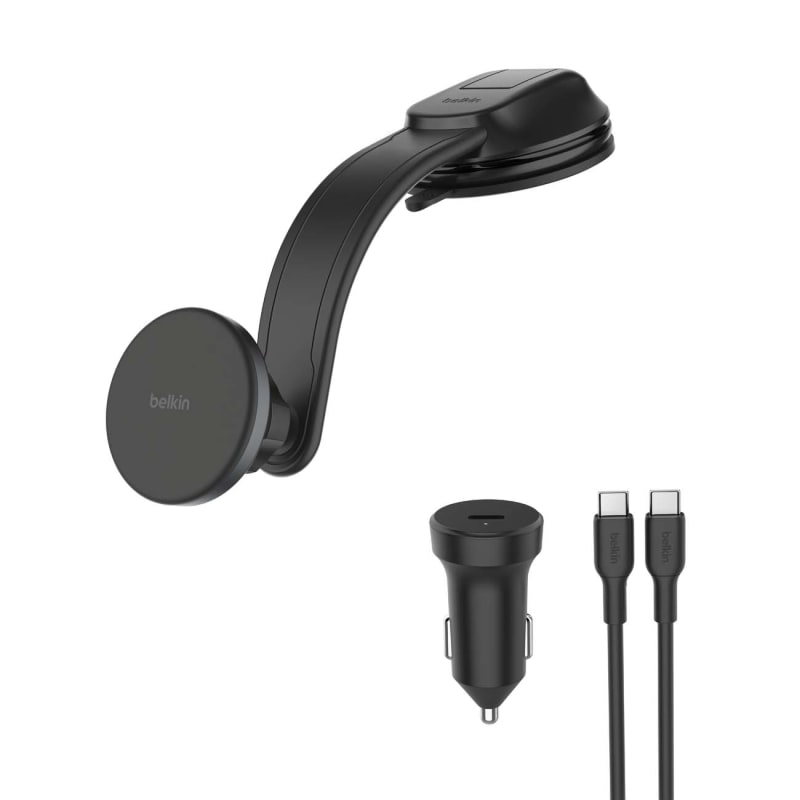 Belkin QI2 Wireless Car Charging Dash Mount Includes plug & USB-C Cable - Black