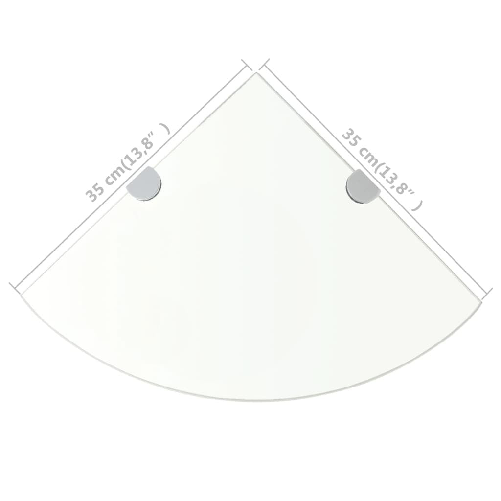 Corner Shelf with Chrome Supports Glass Clear 35x35 cm