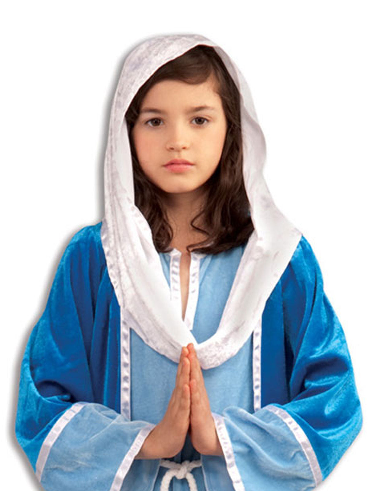 Virgin Mary Nativity Costume for Women – Blue Robe with Headpiece & Gown – Light Blue Colour