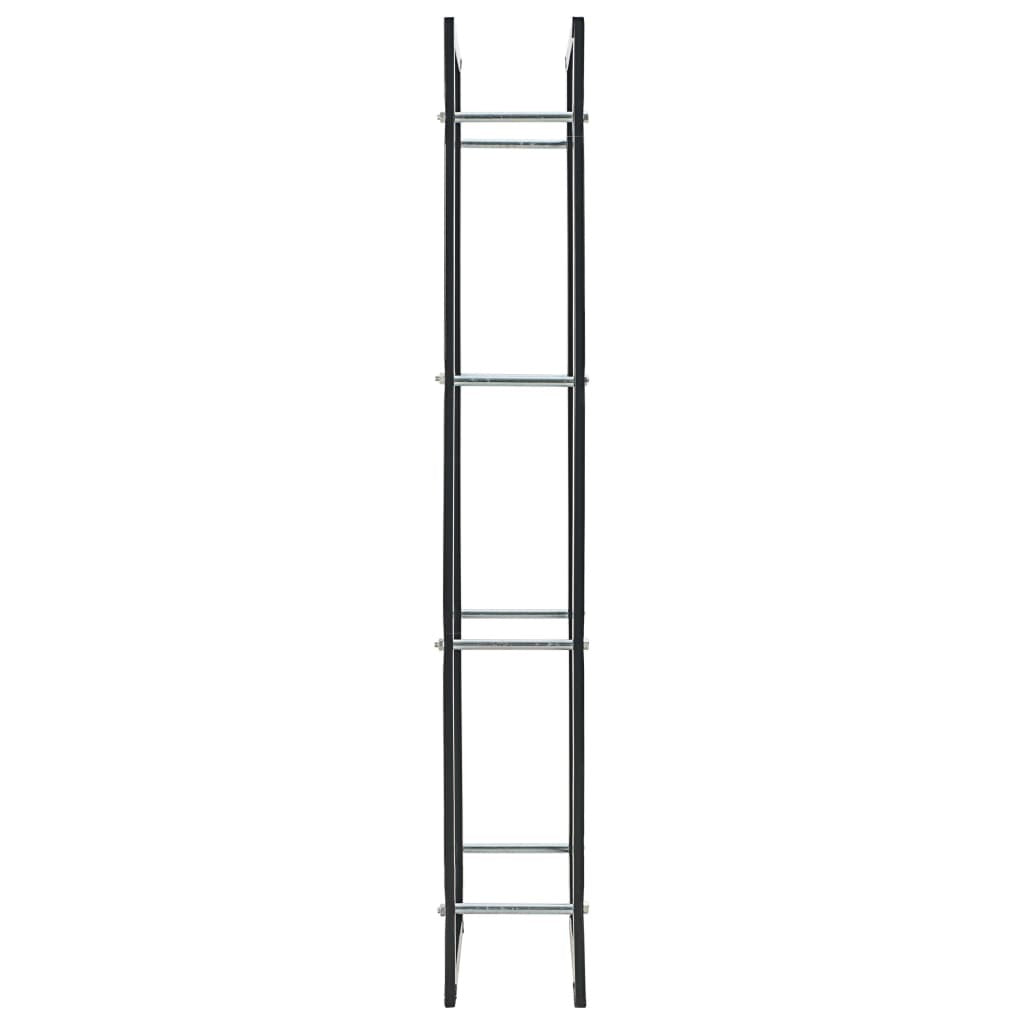 Freestanding Steel Firewood Storage Rack 50x20x150 cm Black