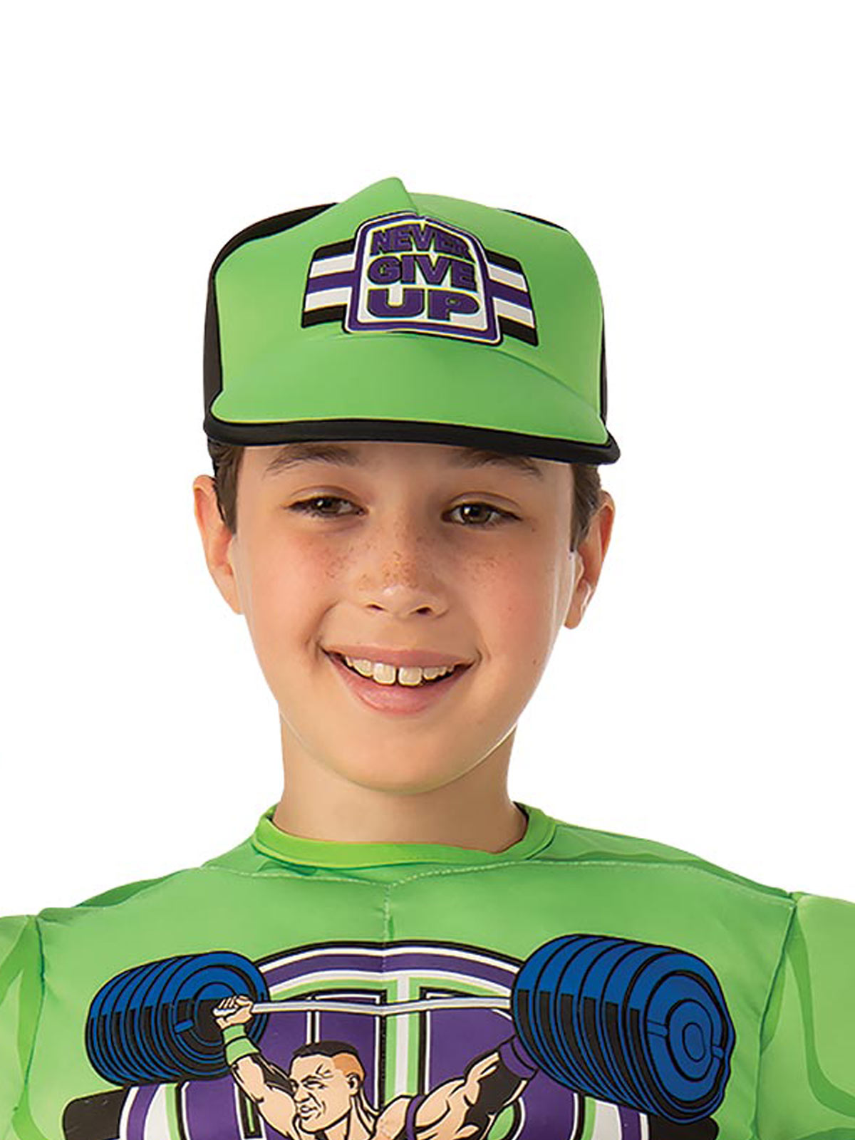John Cena Costume for Adults – WWE Muscle Chest Top with Cap Green Colour