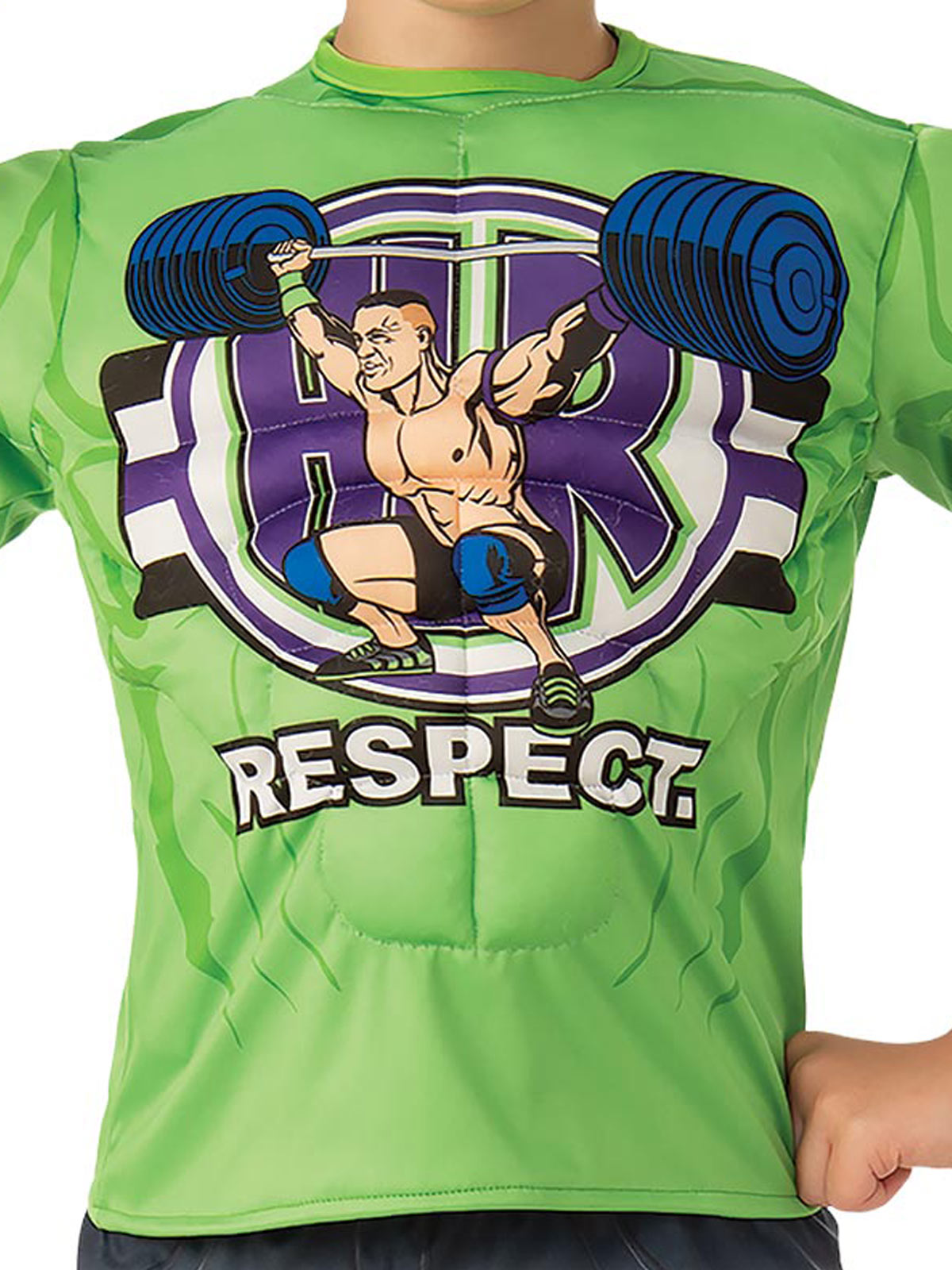 John Cena Costume for Adults – WWE Muscle Chest Top with Cap Green Colour