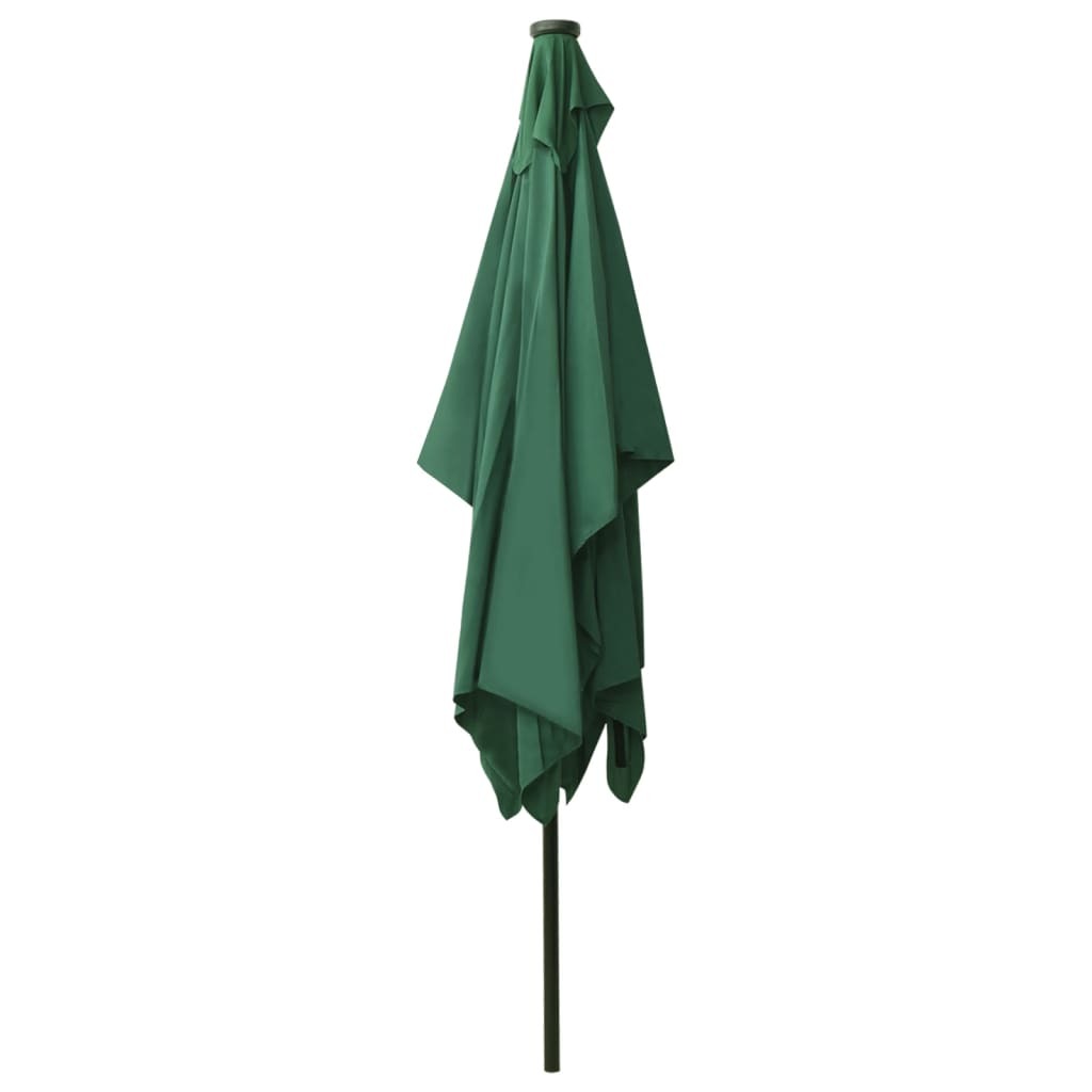Garden Parasol with LED Lights Outdoor Patio Umbrella 2x3m Sunshade Canopy Green