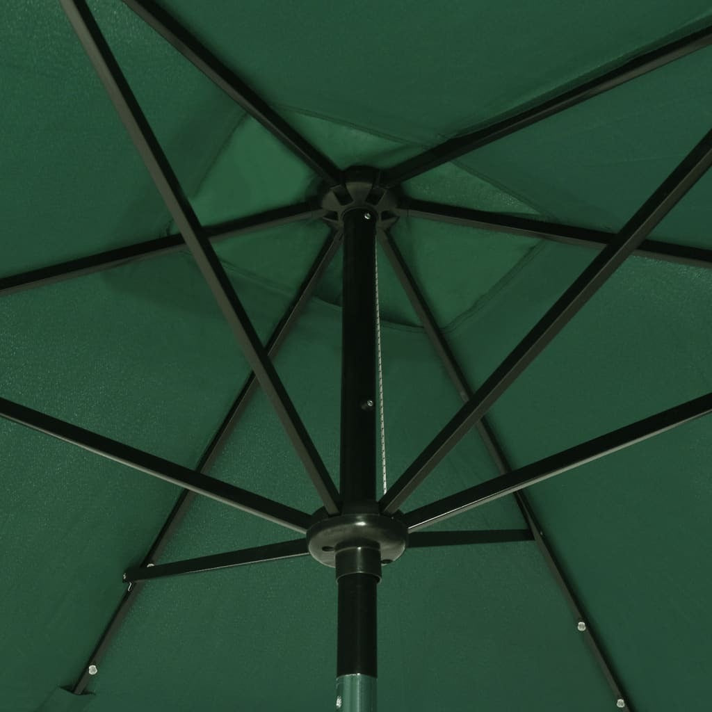 Garden Parasol with LED Lights Outdoor Patio Umbrella 2x3m Sunshade Canopy Green