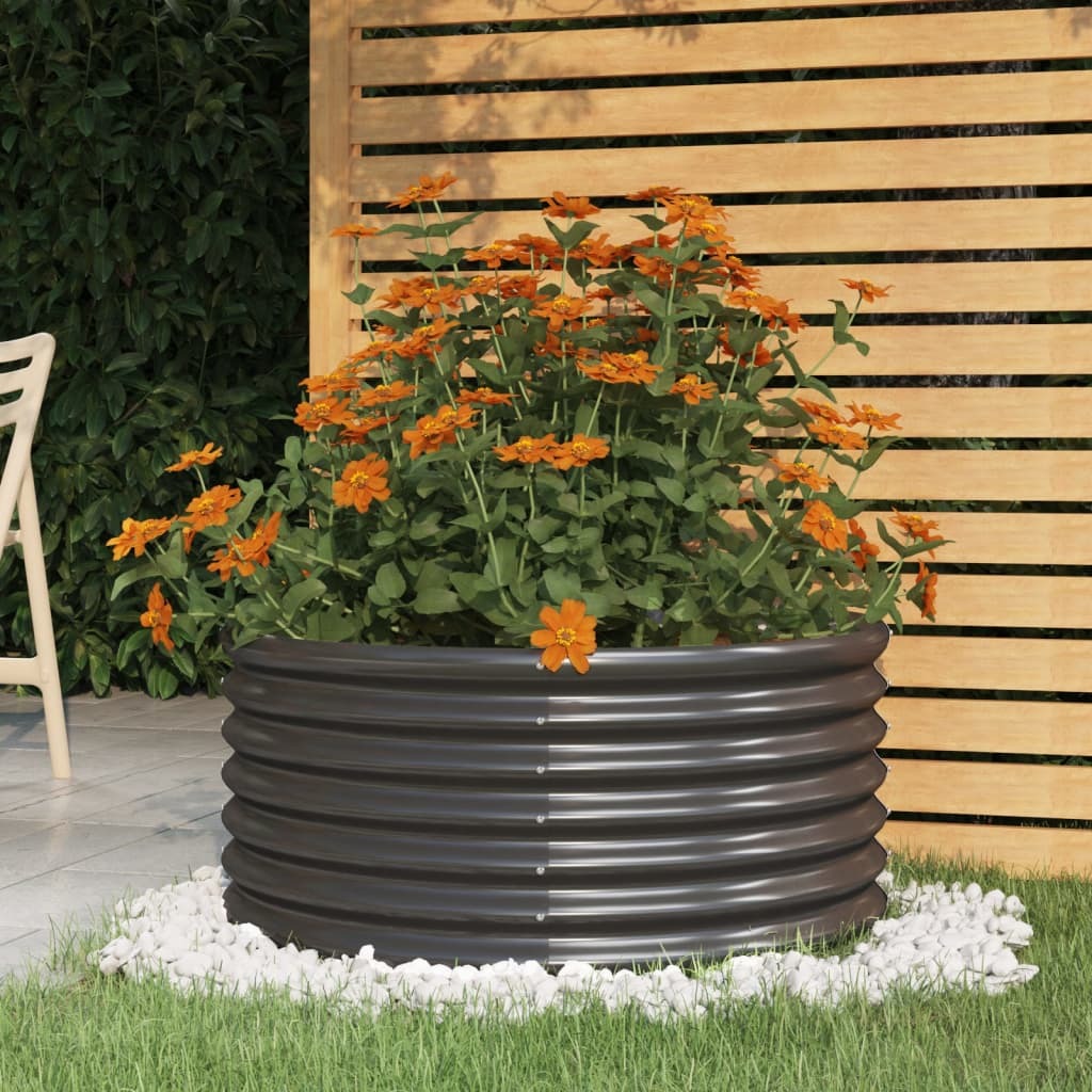 Garden Planter Galvanised Steel 80x80x36 cm Anthracite